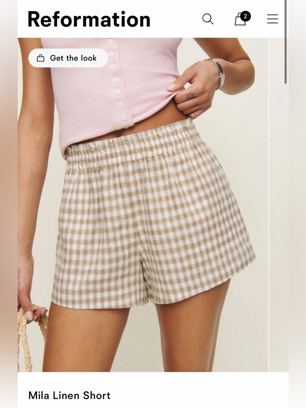Reformation Mila Linen Gingham Shorts